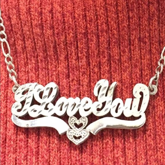 Sterling I Love You Nameplate Necklace 